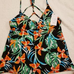 Time And Tru Floral Bathing Suit Top